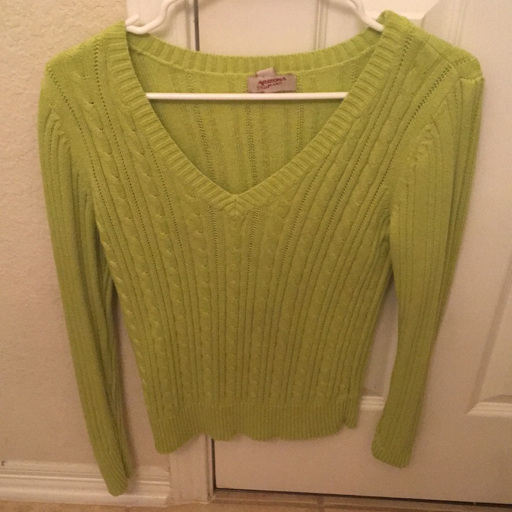 Long Sleeve Green V-Neck Sweater
